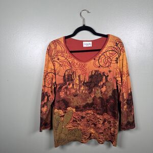 Cactus Bay Apparel Burnt Orange Sedona Arizona Embellished Women’s Size XL
